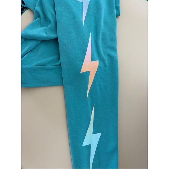 PJ Salvage Good Vibes Lighting Bolt Pajama Top Sea Green Size S - Picture 9 of 12